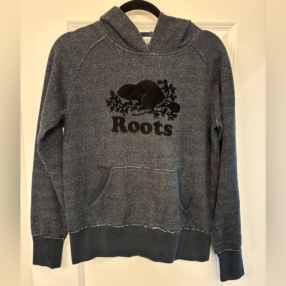 ROOTS Salt and Pepper Original Kanga Hoodie Sweatshirt Fleece Size Small